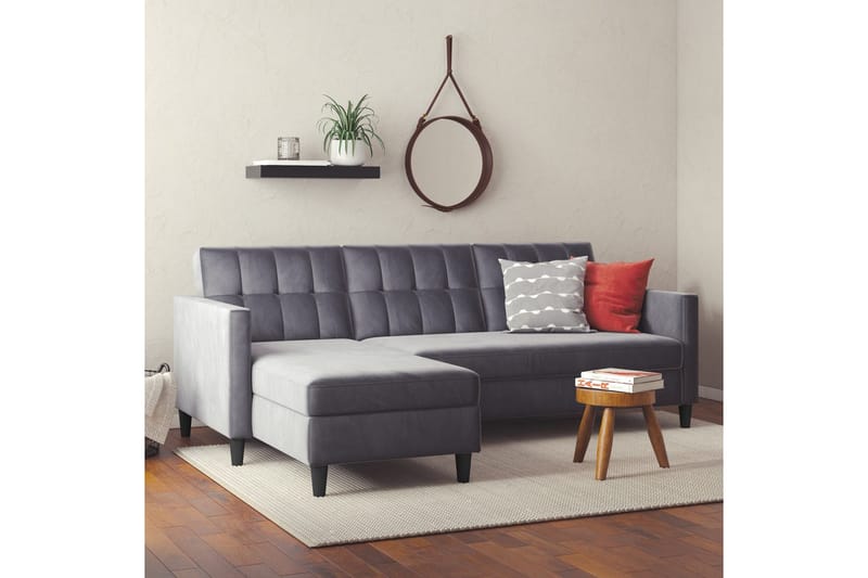 Vuodesohva Hartford 213x153x82 cm, Antrasiitti, Sametti - 213x153x82 cm, Antrasiitti, Sametti - Huonekalut - Sohva - Vuodesohva