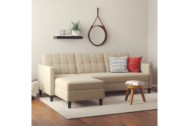 Vuodesohva Hartford 213x153x82 cm, Cappucino, Pellavakankaan näköinen (100% polyesteri) - 213x153x82 cm, Cappucino, Pellavakankaan näköinen (100% polyesteri) - Huonekalut - Sohva - Vuodesohva
