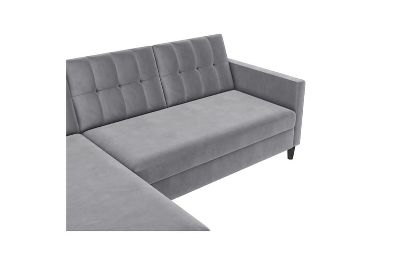 Vuodesohva Hartford 213x153x82 cm, Harmaa, Sametti - 213x153x82 cm, Harmaa, Sametti - Huonekalut - Sohva - Vuodesohva