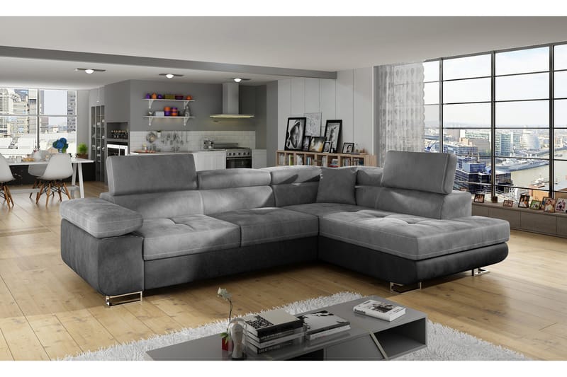 Vuodesohva Hipolito Avopäädyllä Oikea - Harmaa - Huonekalut - Sohva - Vuodesohva