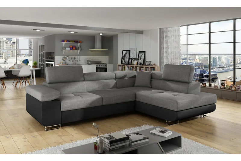 Vuodesohva Hipolito Avopäädyllä Oikea - Harmaa/Musta - Huonekalut - Sohva - Vuodesohva