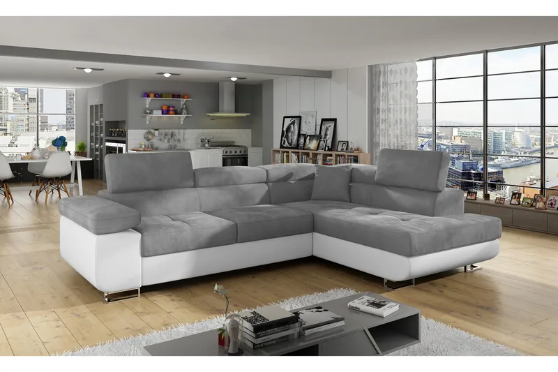 Vuodesohva Hipolito Avopäädyllä Oikea, Harmaa/Valkoinen