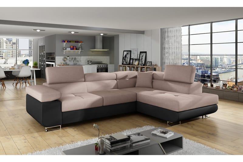 Vuodesohva Hipolito Avopäädyllä Oikea - Roosa/Musta - Huonekalut - Sohva - Vuodesohva