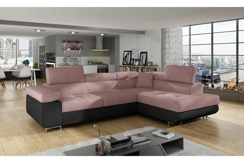 Vuodesohva Hipolito Avopäädyllä Oikea - Roosa/Musta - Huonekalut - Sohva - Vuodesohva