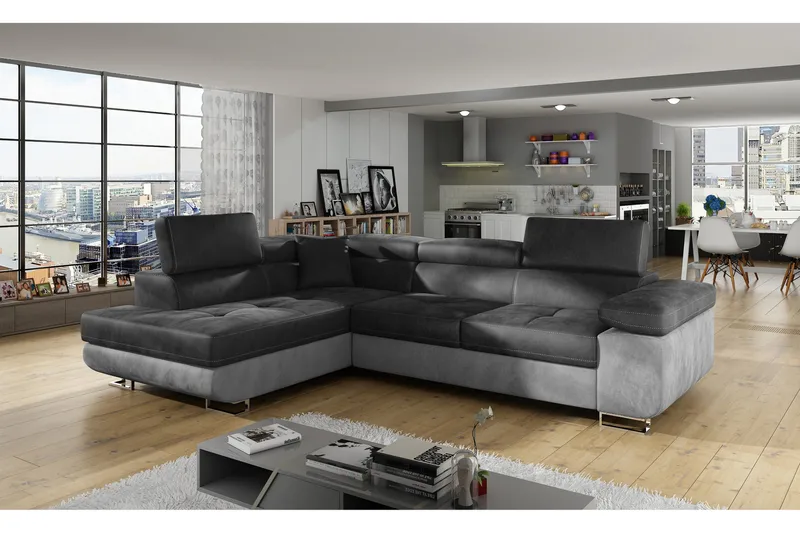 Vuodesohva Hipolito Avopäädyllä Vasen - Harmaa - Huonekalut - Sohva - Vuodesohva