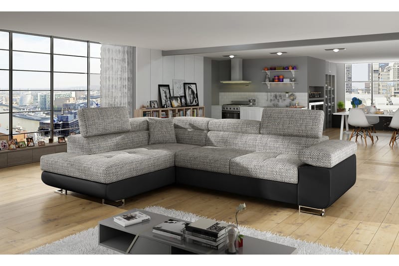 Vuodesohva Hipolito Avopäädyllä Vasen - Harmaa/Musta - Huonekalut - Sohva - Vuodesohva