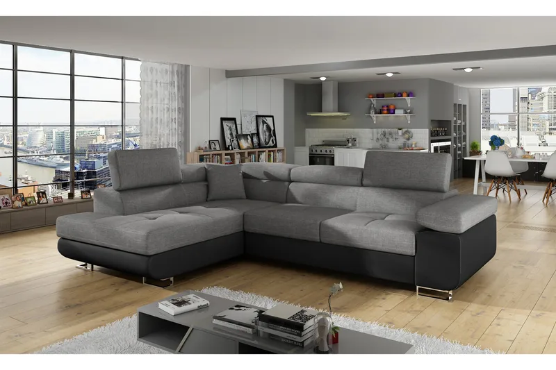 Vuodesohva Hipolito Avopäädyllä Vasen - Harmaa/Musta - Huonekalut - Sohva - Vuodesohva