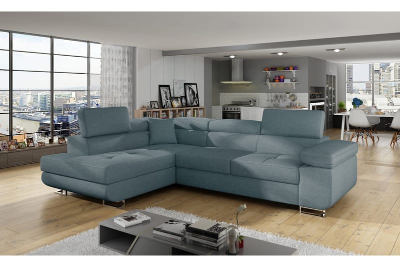 Vuodesohva Hipolito Avopäädyllä Vasen - Sininen - Huonekalut - Sohva - Vuodesohva