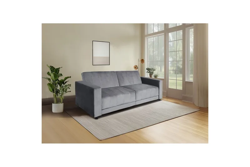 Vuodesohva ilman divaania ja šezlongia Loft24 Vuodesohva Loft24 Allie II Harmaa Sametti - Huonekalut - Sohva - Vuodesohva - 3 istuttava vuodesohva