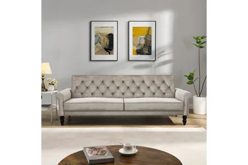 Vuodesohva ilman divaania ja shezlongia Loft24 Tyne vuodesohva 3-istuttava Beige - Huonekalut - Sohva - Vuodesohva - 3 istuttava vuodesohva