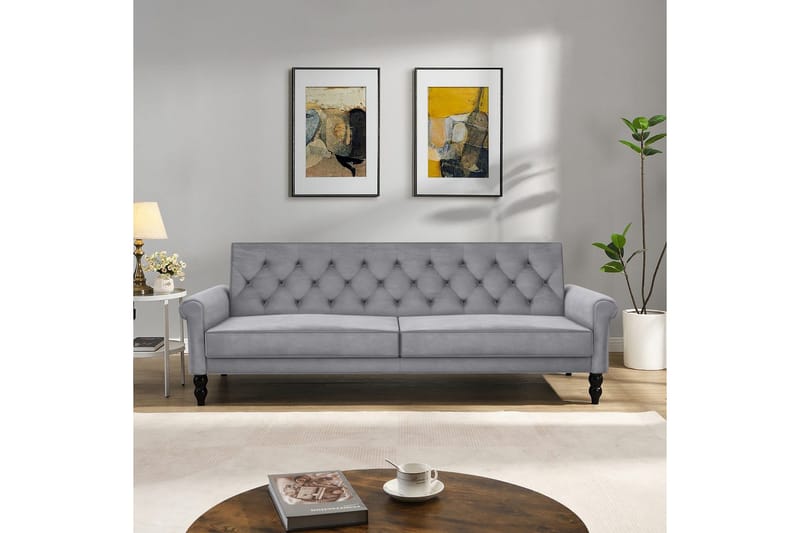 Vuodesohva ilman divaania ja shezlongia Loft24 Tyne vuodesohva 3-istuttava Harmaa - Huonekalut - Sohva - Vuodesohva - 3 istuttava vuodesohva