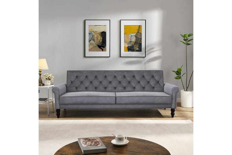 Vuodesohva ilman divaania ja shezlongia Loft24 Tyne vuodesohva 3-istuttava Tummanharmaa - Huonekalut - Sohva - Vuodesohva - 3 istuttava vuodesohva