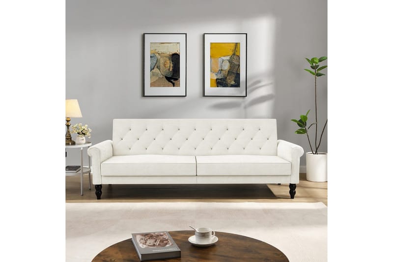 Vuodesohva ilman divaania ja shezlongia Loft24 Tyne vuodesohva 3-istuttava Valkoinen - Huonekalut - Sohva - Vuodesohva - 3 istuttava vuodesohva