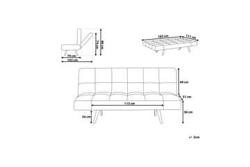 Vuodesohva Ingaro 182 cm - Harmaa - Huonekalut - Sohva - Vuodesohva - 3 istuttava vuodesohva