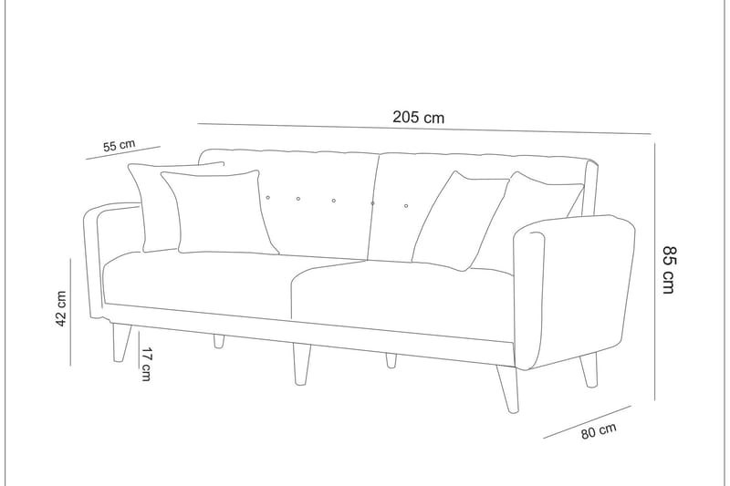 Vuodesohva Kajla 3:n ist - Beige - Huonekalut - Sohva - Vuodesohva - 3 istuttava vuodesohva