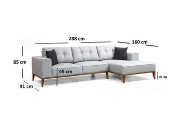 Vuodesohva Kalnas Divaanilla Oikea - Harmaa - Huonekalut - Sohva - Vuodesohva