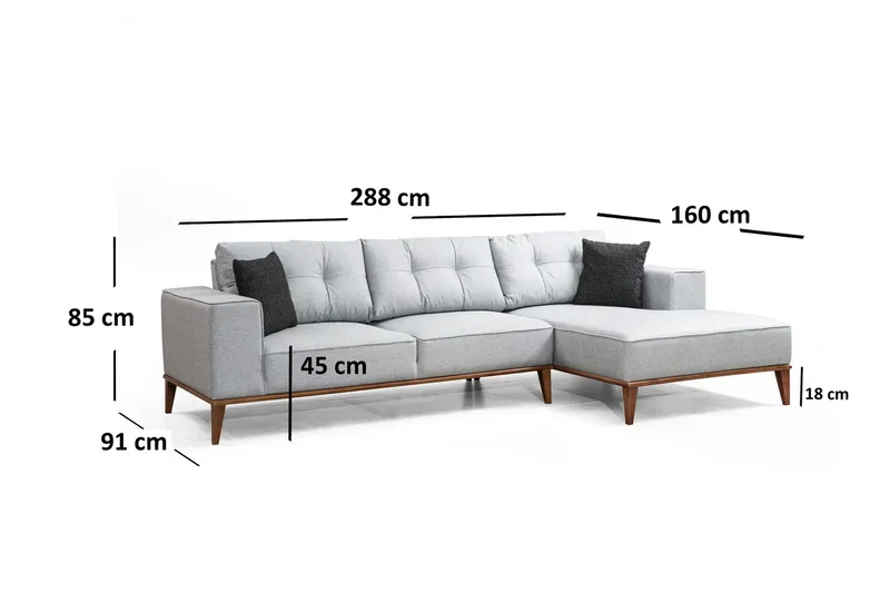 Vuodesohva Kalnas Divaanilla Oikea - Harmaa - Huonekalut - Sohva - Vuodesohva