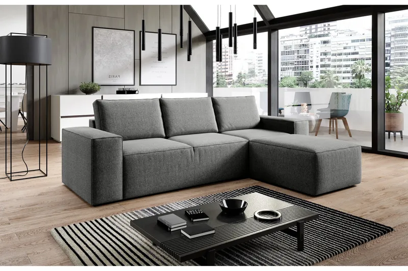 Vuodesohva Kandari Divaanilla - Harmaa - Huonekalut - Sohva - Vuodesohva