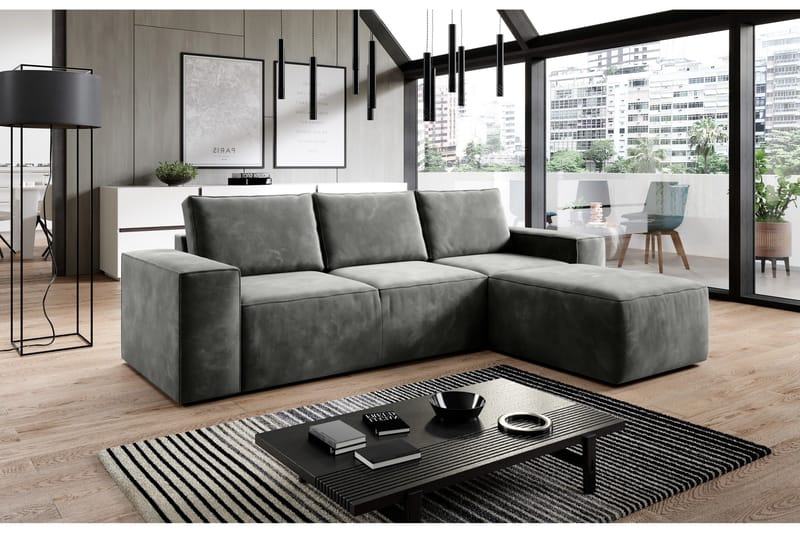 Vuodesohva Kandari Divaanilla - Harmaa - Huonekalut - Sohva - Vuodesohva