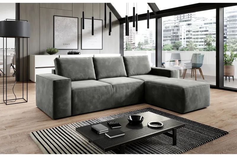 Vuodesohva Kandari Divaanilla - Harmaa - Huonekalut - Sohva - Vuodesohva