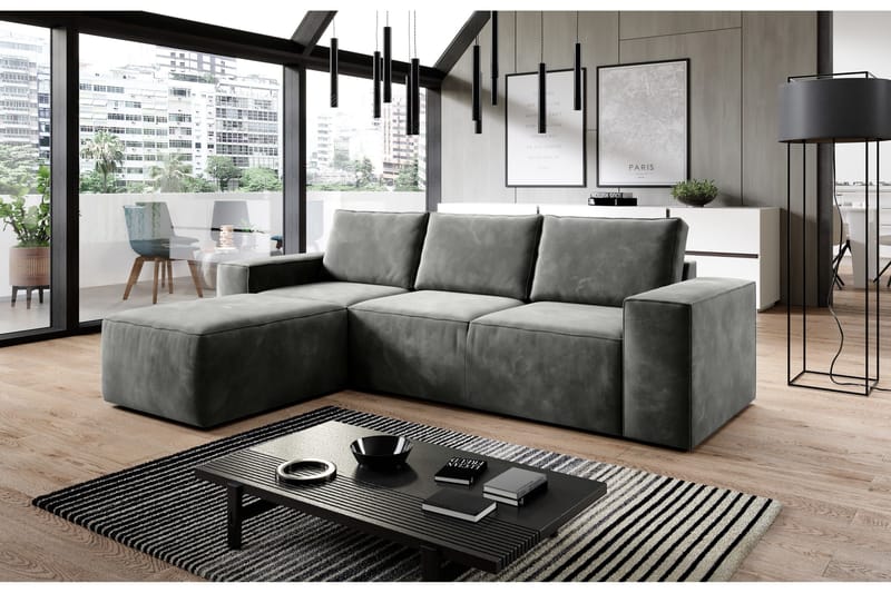 Vuodesohva Kandari Divaanilla - Harmaa - Huonekalut - Sohva - Vuodesohva