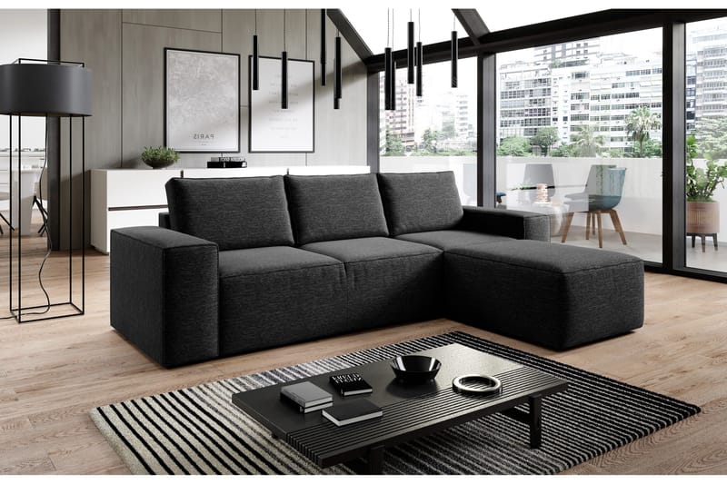 Vuodesohva Kandari Divaanilla - Musta - Huonekalut - Sohva - Vuodesohva