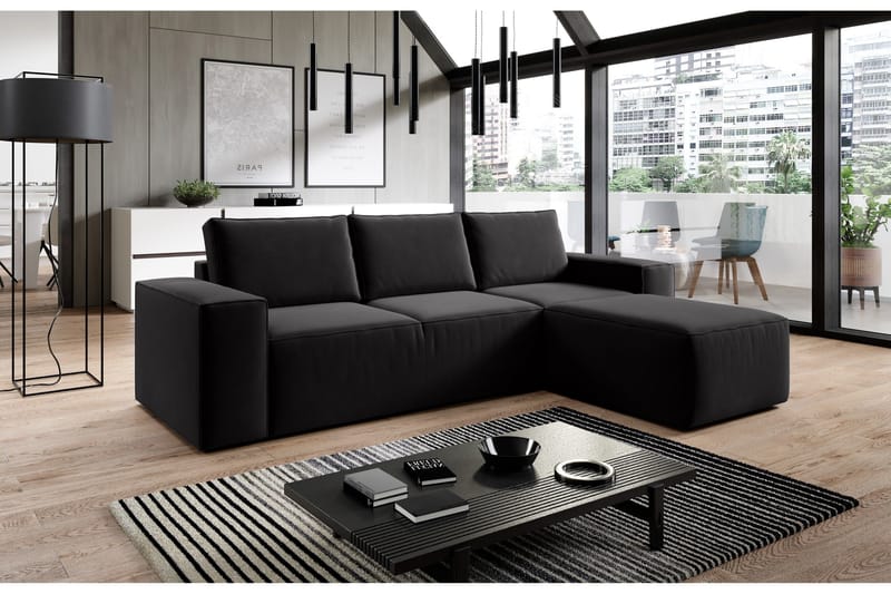 Vuodesohva Kandari Divaanilla - Musta - Huonekalut - Sohva - Vuodesohva