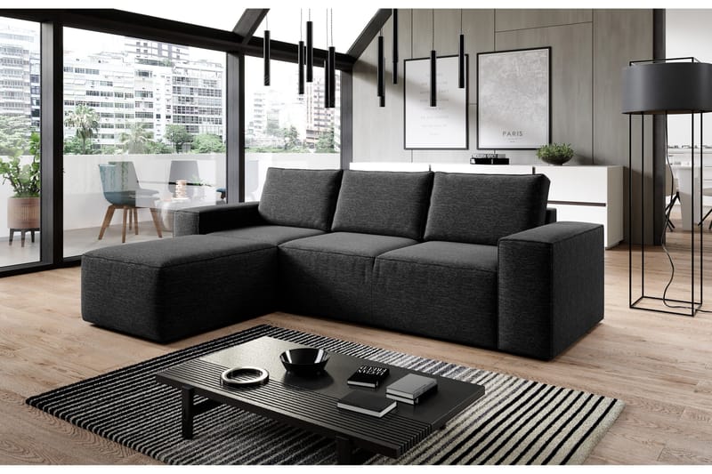 Vuodesohva Kandari Divaanilla - Musta - Huonekalut - Sohva - Vuodesohva