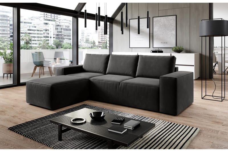 Vuodesohva Kandari Divaanilla - Tummanharmaa - Huonekalut - Sohva - Vuodesohva