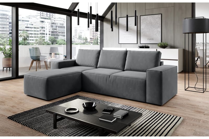 Vuodesohva Kandari Divaanilla - Tummanharmaa - Huonekalut - Sohva - Vuodesohva