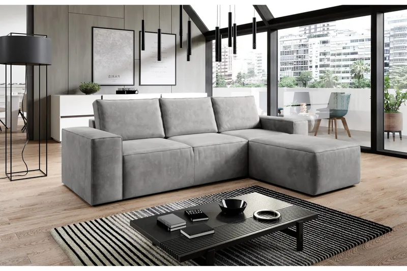 Vuodesohva Kandari Divaanilla - Vaaleanharmaa - Huonekalut - Sohva - Vuodesohva