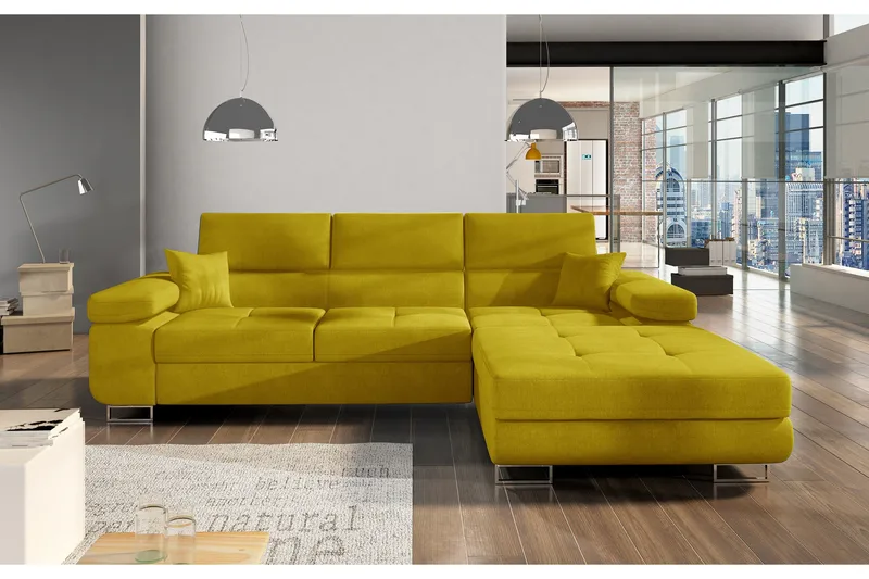 Vuodesohva Kelestin Divaanilla Oikea - Keltainen - Huonekalut - Sohva - Vuodesohva