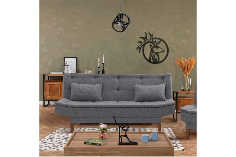 Vuodesohva Longburn 3:n ist 106x188 - Tummanharmaa - Huonekalut - Sohva - Vuodesohva - 3 istuttava vuodesohva