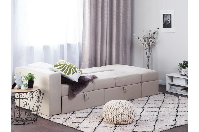 Vuodesohva Loudell - Beige - Huonekalut - Sohva - Vuodesohva - 3 istuttava vuodesohva
