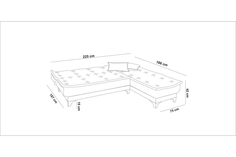 Vuodesohva Mcmurdo divaanilla Oikea - Sininen - Huonekalut - Sohva - Vuodesohva