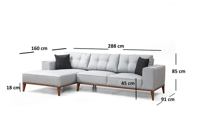 Vuodesohva Niziolek Divaanilla Vasen - Harmaa - Huonekalut - Sohva - Vuodesohva