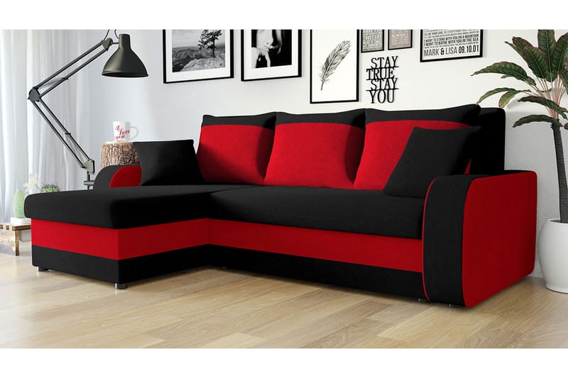 Vuodesohva Nyarp 3:n ist divaanilla Käännettävä - Harmaa/Punainen - Huonekalut - Sohva - Vuodesohva