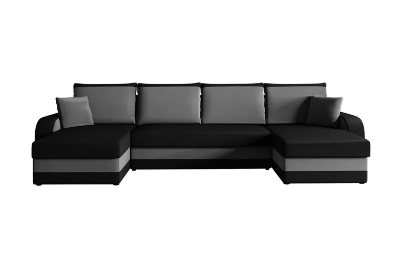 Vuodesohva Nyarp 4:n ist tupladivaanilla Säilytys, Sametti/Musta/Harmaa