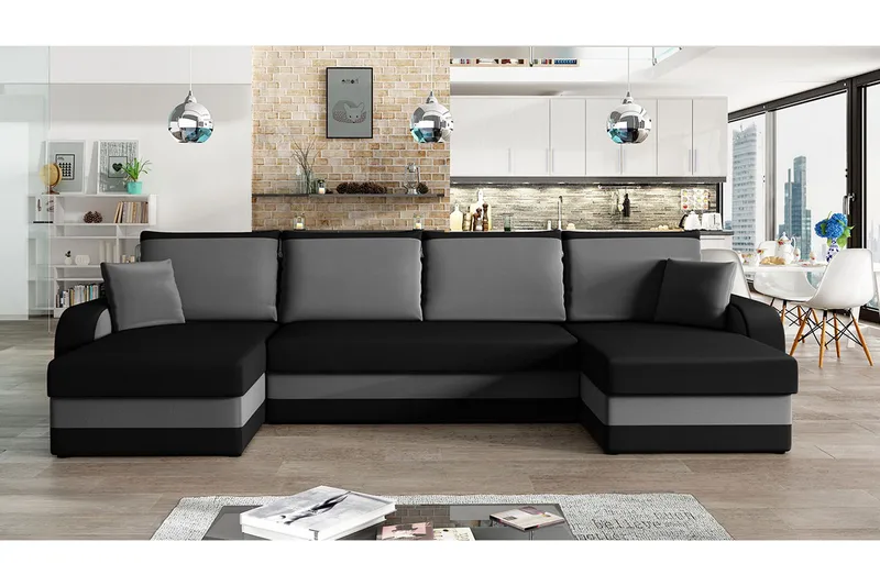 Vuodesohva Nyarp 4:n ist tupladivaanilla Säilytys - Sametti/Musta/Harmaa - Huonekalut - Sohva - Vuodesohva