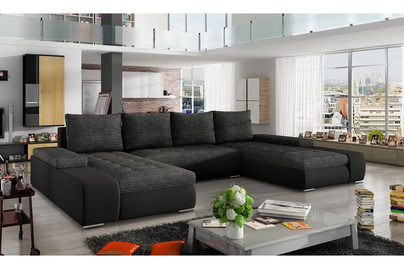 Vuodesohva Recesenede tupladivaanilla - Harmaa/Musta - Huonekalut - Sohva - Vuodesohva