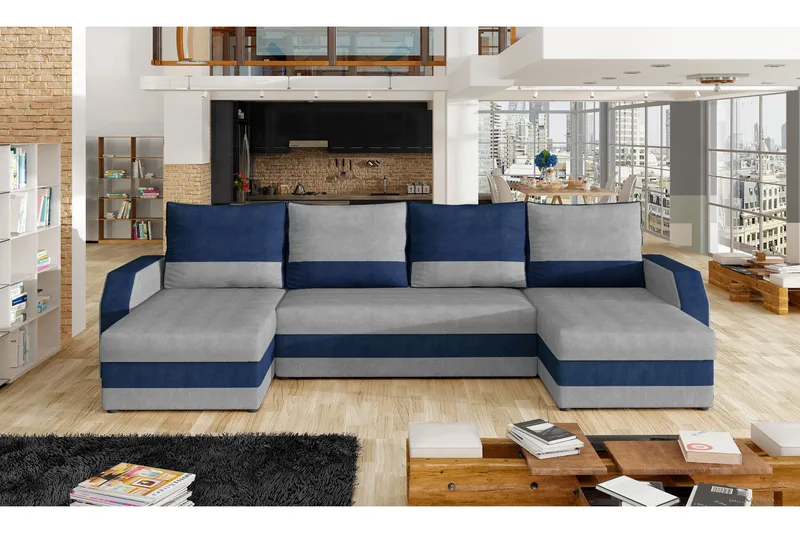 Vuodesohva Recesenede tupladivaanilla, Harmaa/Sininen