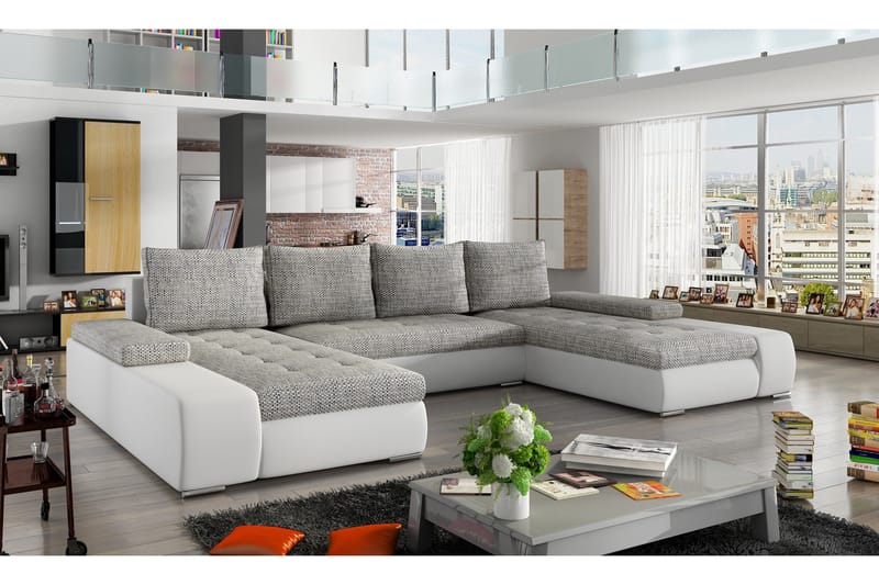 Vuodesohva Recesenede tupladivaanilla - Harmaa/Valkoinen - Huonekalut - Sohva - Vuodesohva