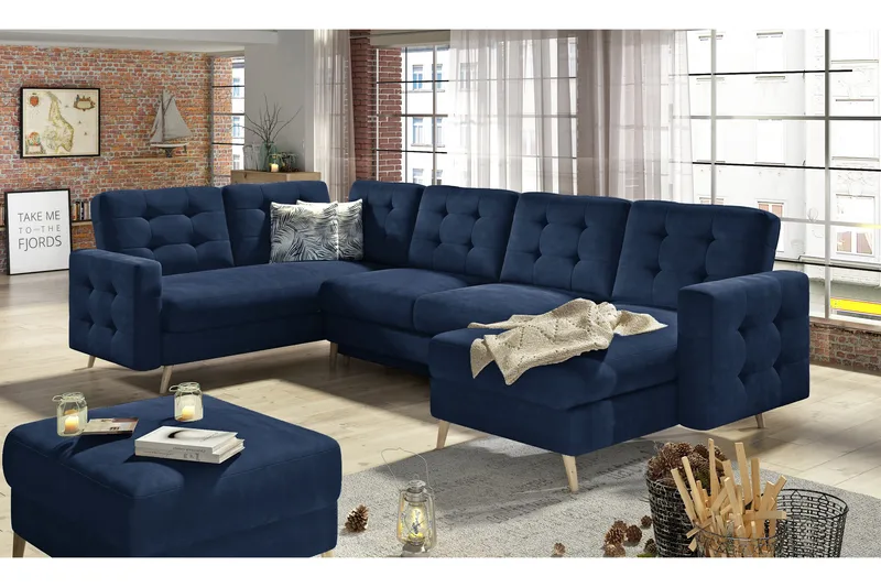 Vuodesohva Remoni tupladivaanilla - Sininen - Huonekalut - Sohva - Vuodesohva