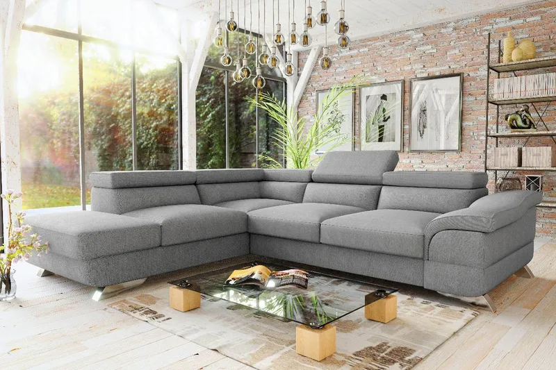 Vuodesohva Seglim 3:n ist avopäädyllä Vasen - Vaaleanharmaa - Huonekalut - Sohva - Vuodesohva