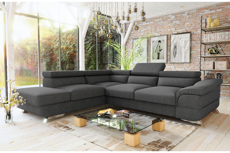 Vuodesohva Seglim 3:n ist avopäädyllä Vasen - Vaaleanharmaa - Huonekalut - Sohva - Vuodesohva