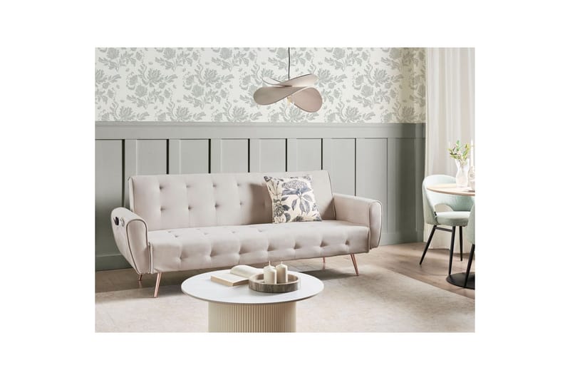 Vuodesohva Selnes - Beige, kupari - Huonekalut - Sohva - Vuodesohva - 3 istuttava vuodesohva
