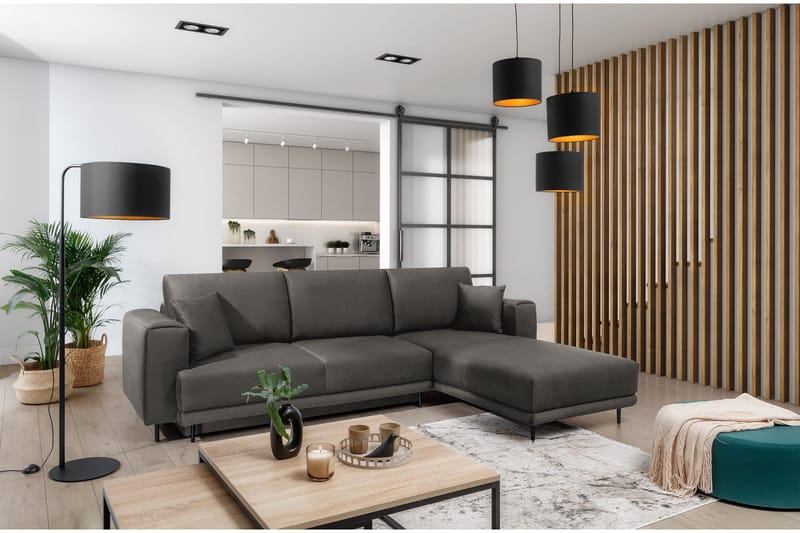 Vuodesohva Smithville divaanilla 3:n ist Säilytyksellä - Harmaa - Huonekalut - Sohva - Vuodesohva