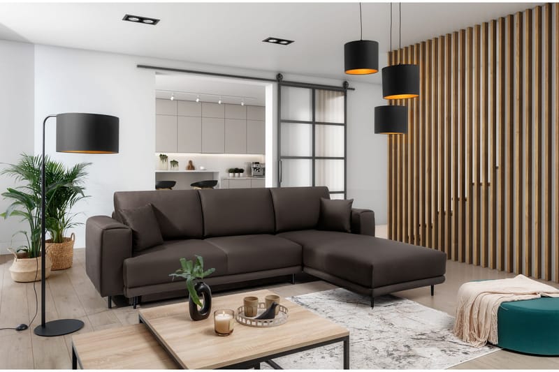 Vuodesohva Smithville divaanilla 3:n ist Säilytyksellä - Harmaa - Huonekalut - Sohva - Vuodesohva