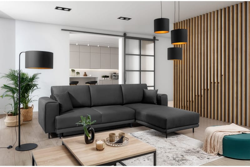 Vuodesohva Smithville divaanilla 3:n ist Säilytyksellä - Tummanharmaa - Huonekalut - Sohva - Vuodesohva