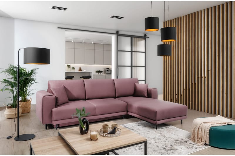 Vuodesohva Smithville divaanilla 3:n ist Säilytyksellä - Vaaleanpunainen - Huonekalut - Sohva - Vuodesohva